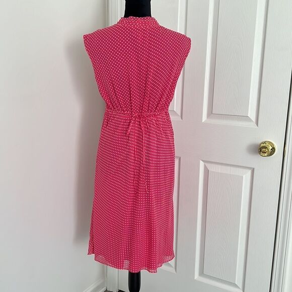 Mini maternity 100% silk summer dress pink polka dots Sz Large - Picture 5 of 15